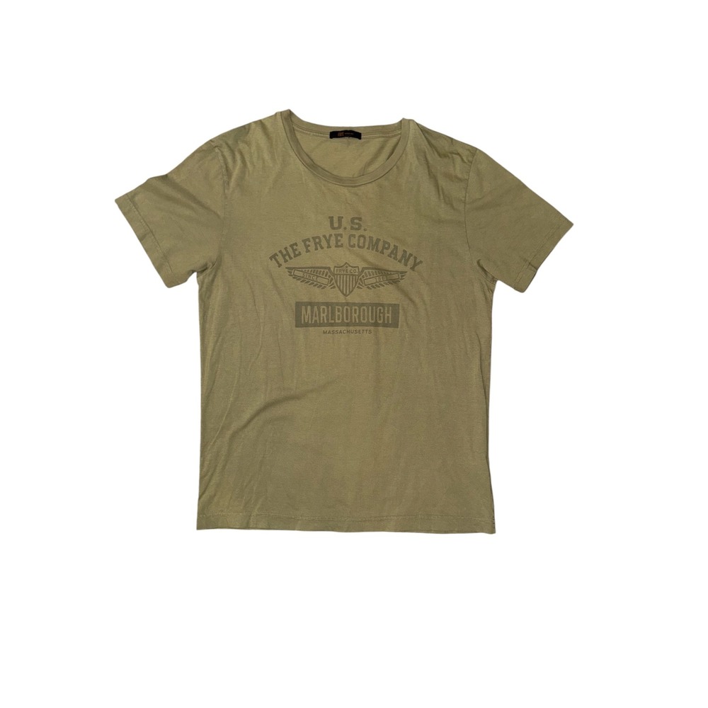 Frye Graphic T-Shirt Mens L Olive Green Good Marlborough Massachusetts Tee